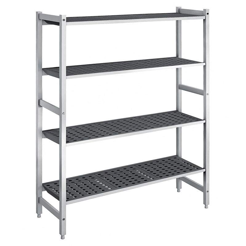 Regał aluminiowo‑polipropylenowy - 1620x560x1800mm - 4 półek - Nośność: 900kg