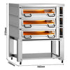 (3 szt.) Elektryczny Piec do pizzy - 3 x 9 x Ø34cm - Panel dotykowy - z okapem i ramą nośną