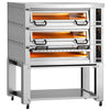 (3 szt.) Elektryczny Piec do pizzy - 3 x 9 x Ø34cm - Panel dotykowy - z okapem i ramą nośną