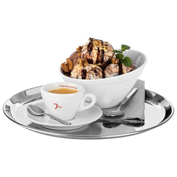 (6 sztuk) Taca do serwowania - KAFFEEHAUS - stal nierdzewna - Ø 270 mm - wysokość: 15 mm - Prime Gastro