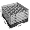 CAMBRO | Kosz do zmywarki na szkło 1/1 CAMRACK® – 30 przegródek, 5 nadstawek – 500 x 500 mm – maks. wysokość szkła: 257 mm – czarny, zdjęcie 2 z 3