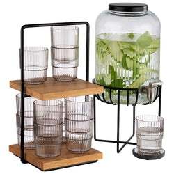 Etagère - 2 - poziomowa - PERFECTO SMALL - Kwadratowa - Metalowa rama - Dębowe półki
