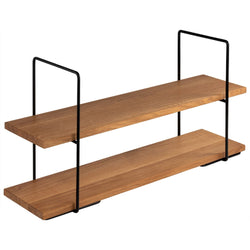 Etagère - 2 - poziomowa - PERFECTO LARGE - Kwadratowa - Metalowa rama - Dębowe półki