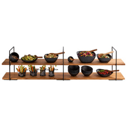 Etagère - 2 - poziomowa - PERFECTO LARGE - Kwadratowa - Metalowa rama - Dębowe półki