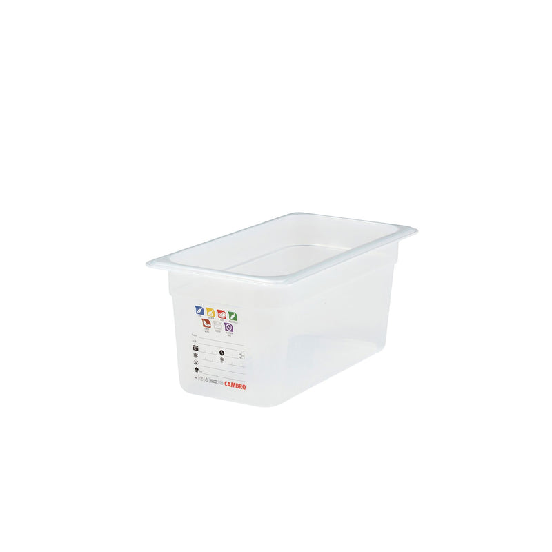 (6 sztuk) CAMBRO | SafeTrak – pojemniki z polipropylenu GN 1/3 – kolor mleczny – wysokość: 150 mm
