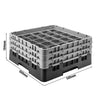 CAMBRO | Kosz do zmywarki na szkło 1/1 CAMRACK® – 36 przegródek, 2 nadstawki – 500 x 500 mm – maks. wysokość szkła: 155 mm – czarny, zdjęcie 2 z 3