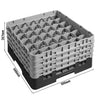 CAMBRO | Kosz do zmywarki na szkło 1/1 CAMRACK® – 36 przegródek, 4 nadstawki – 500 x 500 mm – maks. wysokość szkła: 215 mm – czarny, zdjęcie 2 z 3