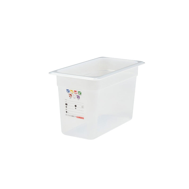 (6 sztuk) CAMBRO | SafeTrak – pojemniki z polipropylenu GN 1/3 – kolor mleczny – wysokość: 200 mm
