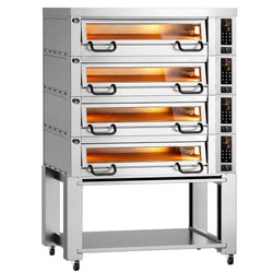 Elektryczny Piec do pizzy - 4 x 6 x Ø34cm - Panel dotykowy - z okapem i ramą nośną
