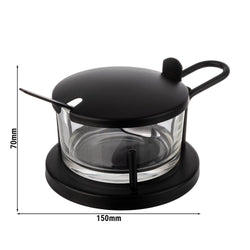 (6 sztuk) Zestaw do parmezanu - CLASSIC - 180 ml - wraz z łyżeczką - czarny