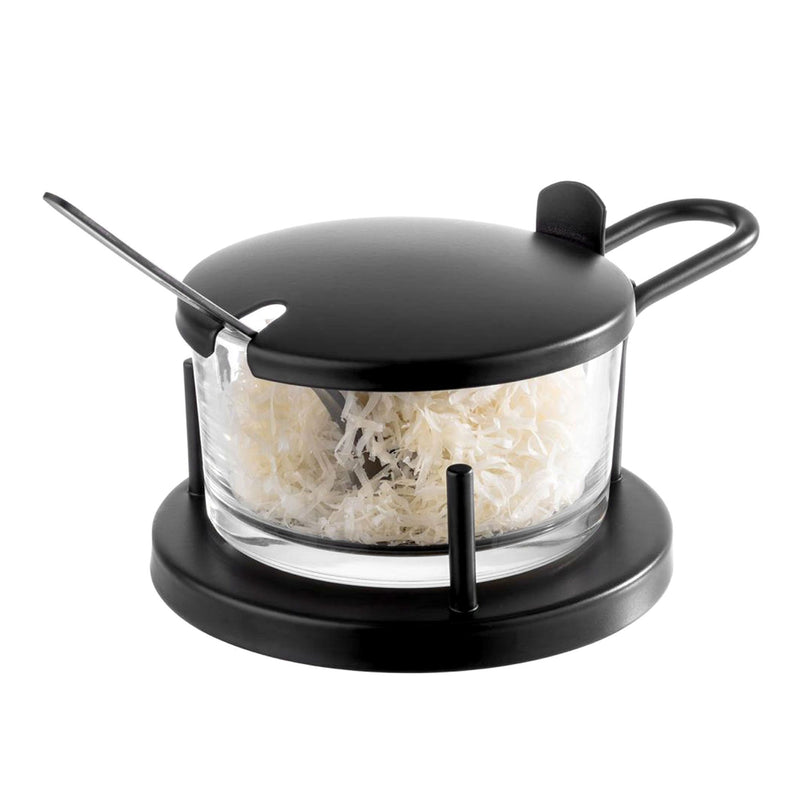 (6 sztuk) Zestaw do parmezanu - CLASSIC - 180 ml - wraz z łyżeczką - czarny