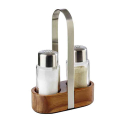 (6 sztuk) Zestaw przyborów kuchennych – WOOD – drewniany stojak – w zestawie 2 solniczki i pieprzniczki