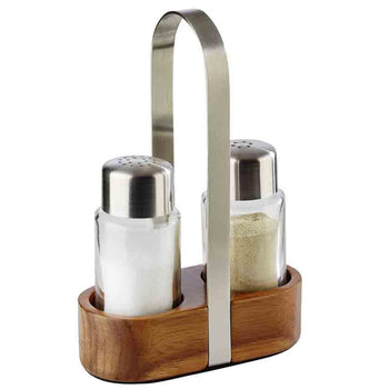 (6 sztuk) Zestaw przyborów kuchennych – WOOD – drewniany stojak – w zestawie 2 solniczki i pieprzniczki - Prime Gastro