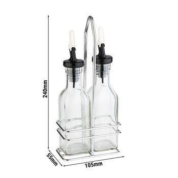 (6 sztuk) Zestaw do octu i oleju - 120 ml - stojak ze stali nierdzewnej - Prime Gastro