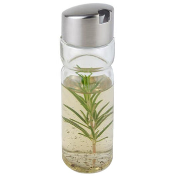 (6 sztuk) Szklane pojemniki na ocet lub olej – pokrywka ze stali nierdzewnej – wysokość: 160 mm - Prime Gastro