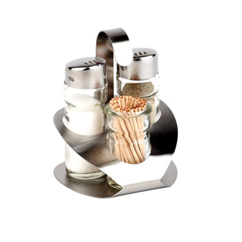 (6 sztuk) Zestaw do przypraw - PRO - stojak ze stali nierdzewnej - w zestawie 3 szklane pojemniki - Prime Gastro