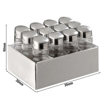 Przyprawnik uniwersalny – zestaw 12 sztuk – okrągły – szkło – wysokość: 90 mm - Prime Gastro