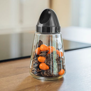 (6 sztuk) Dozownik przekąsek - 0,35 litra - czarna pokrywa - Prime Gastro