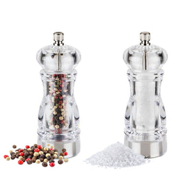 (6 sztuk) Młynki do soli i pieprzu - CLEARGRIND - akryl - wysokość: 150 mm