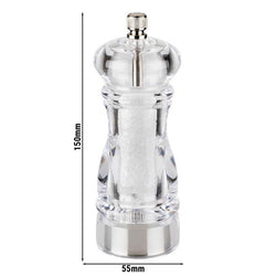 (6 sztuk) Młynek do soli - CLEARGRIND - akryl - wysokość: 150 mm