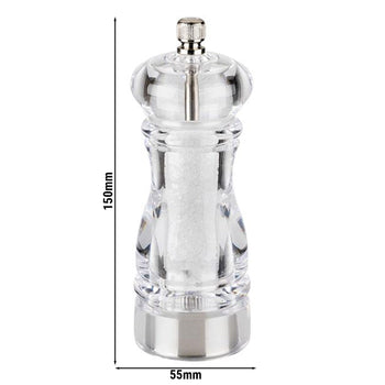 (6 sztuk) Młynek do soli - CLEARGRIND - akryl - wysokość: 150 mm - Prime Gastro