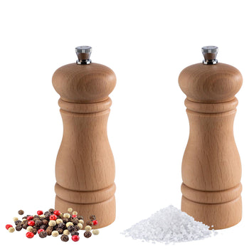 (6 sztuk) Młynki do soli i pieprzu - ETERNAL - drewno - wysokość: 155 mm - Prime Gastro