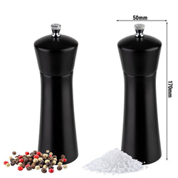(6 sztuk) Młynki do soli i pieprzu – MIDNIGHT – drewno – wysokość: 170 mm