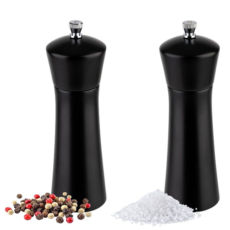 (6 sztuk) Młynki do soli i pieprzu – MIDNIGHT – drewno – wysokość: 170 mm