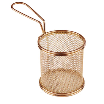 (6 sztuk) Kosz do serwowania frytek - SNACKHOLDER - Stal nierdzewna - Ø 90 mm - Miedziany - Prime Gastro
