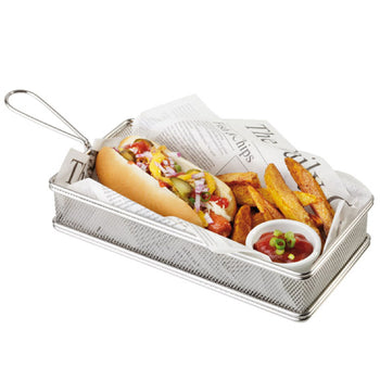 (6 sztuk) Koszyk do serwowania frytek - SNACKHOLDER - stal nierdzewna - 260 x 130 mm - srebrny - Prime Gastro