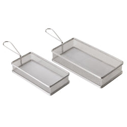 (6 sztuk) Koszyk do serwowania frytek - SNACKHOLDER - stal nierdzewna - 260 x 130 mm - srebrny