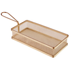 (6 sztuk) Koszyk do serwowania frytek - SNACKHOLDER - stal nierdzewna - 215 x 105 mm - miedziany