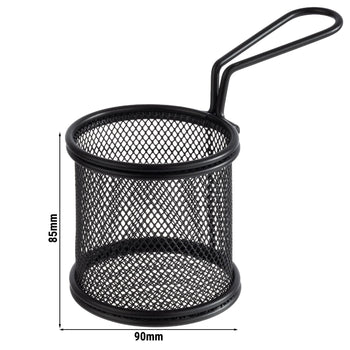 (6 sztuk) Kosz do serwowania frytek - SNACKHOLDER - Stal nierdzewna - Ø 80 mm - Czarny - Prime Gastro