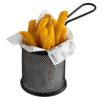 (6 sztuk) Kosz do serwowania frytek - SNACKHOLDER - Stal nierdzewna - Ø 90 mm - Czarny - Prime Gastro