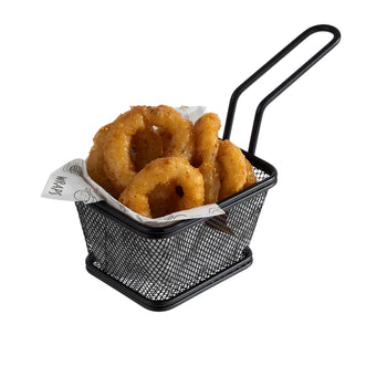 (6 sztuk) Koszyk do serwowania frytek - SNACKHOLDER - stal nierdzewna - 100x85 mm - czarny - Prime Gastro
