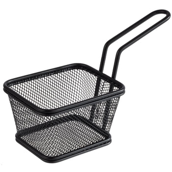 (6 sztuk) Koszyk do serwowania frytek - SNACKHOLDER - stal nierdzewna - 100x85 mm - czarny - Prime Gastro