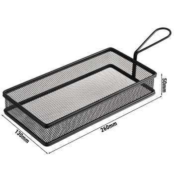 (6 sztuk) Koszyk do serwowania frytek - SNACKHOLDER - stal nierdzewna - 260 x 130 mm - czarny - Prime Gastro