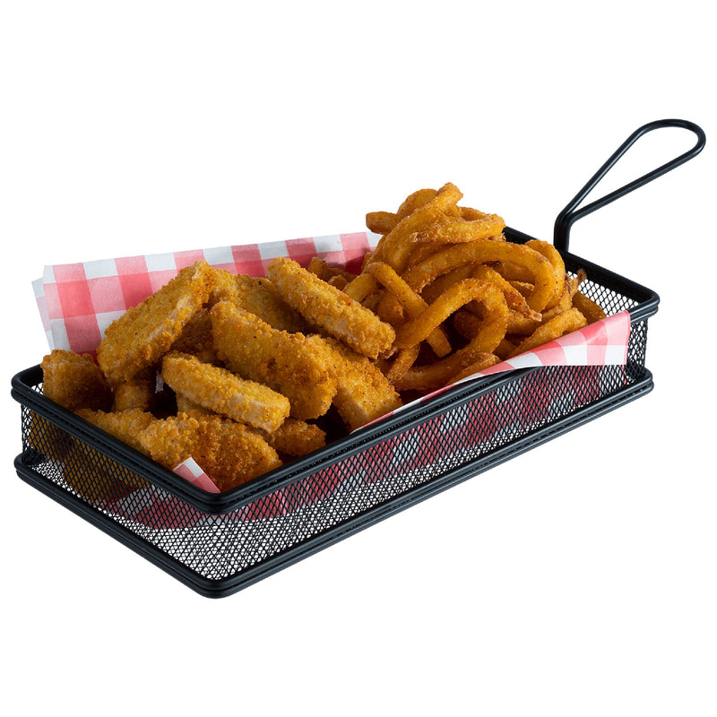 (6 sztuk) Koszyk do serwowania frytek - SNACKHOLDER - stal nierdzewna - 260 x 130 mm - czarny