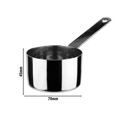 (36 sztuk) rondel z uchwytem / garnek do serwowania - POLARIS - stal nierdzewna - 0,12 litra - Ø 70 mm