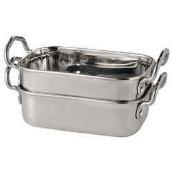 (6 sztuk) MinI patelnia do serwowania - SNACKHOLDER - stal nierdzewna - 0,5 litra - 145x95 mm