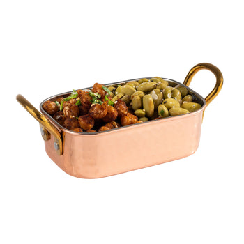 (6 sztuk) MinI patelnia do serwowania - MUMBAI - nierdzewna - 0,25 litra - 125x85mm - miedź - Prime Gastro
