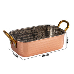 (6 sztuk) MinI patelnia do serwowania - MUMBAI - nierdzewna - 0,45 litra - 145x95mm - miedziana