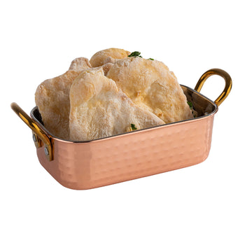 (6 sztuk) MinI patelnia do serwowania - MUMBAI - nierdzewna - 0,45 litra - 145x95mm - miedziana - Prime Gastro