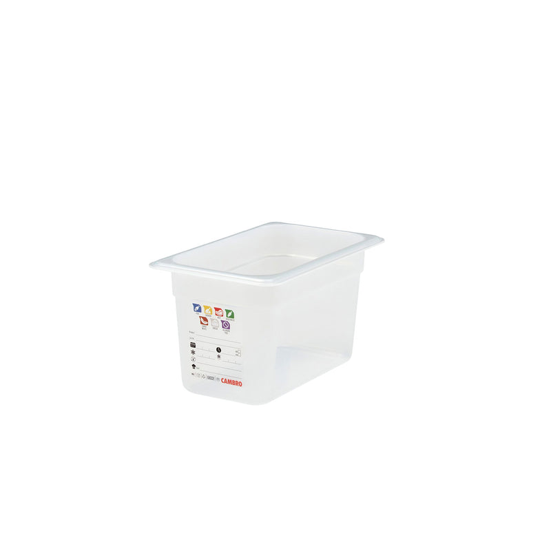 (6 sztuk) CAMBRO | SafeTrak – pojemniki z polipropylenu GN 1/4 – kolor mleczny – wysokość: 150 mm