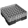 CAMBRO | Kosz do zmywarki na szkło 1/1 CAMRACK® – 49 przegródek, 2 nadstawki – 500 x 500 mm – maks. wysokość szkła: 133 mm – czarny, zdjęcie 1 z 3