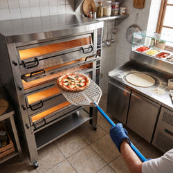 Elektryczny Piec do pizzy - 4 x 6 x Ø34cm - Panel dotykowy - z okapem i ramą nośną