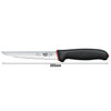 VICTORINOX | Nóż do trybowania FIBROX DUAL GRIP – prosty – szeroki – ostrze: 150 mm – z czarno-czerwoną rękojeścią