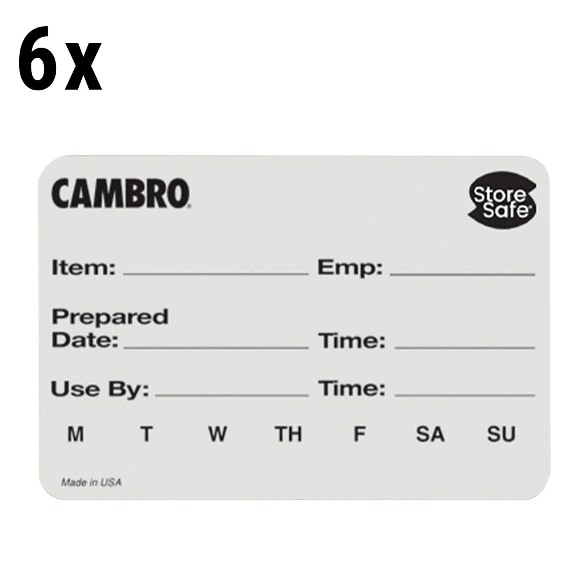 (6 Pack) CAMBRO | StoreSafe® Rotary Labels - 250 Labels Per Roll