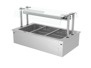 Bemar do zabudowy – 1000 mm – 3x GN 1/1 – 2,59 kW – z dwustronną szklaną osłoną przeciwkaszlową