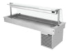 Commercial Drop-in Refrigerated Well - 1800mm - +2 to +8°C - 5x GN 1/1 - 410W - Curved Glass - with Glass Sneeze Guard